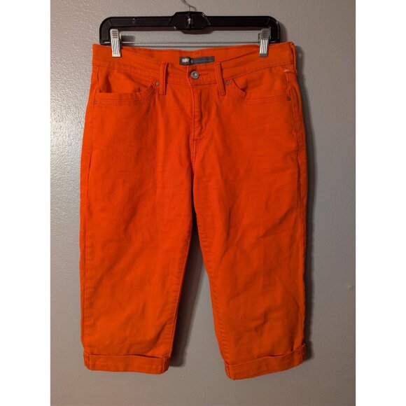 LEVI'S Women's Size 6 Orange Capri Jeans Pants Stretch Cuffed Hem - Picture 2 of 7